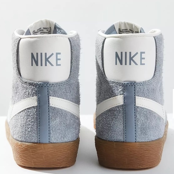 Nike Blazer Mid High Top Vintage Retro Fuzzy Gray/White Suede Lace Up Sneaker - Picture 6 of 13